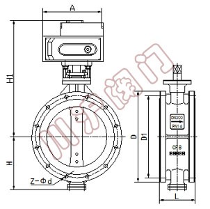 電動(dòng)法蘭蝶閥 結(jié)構(gòu)圖