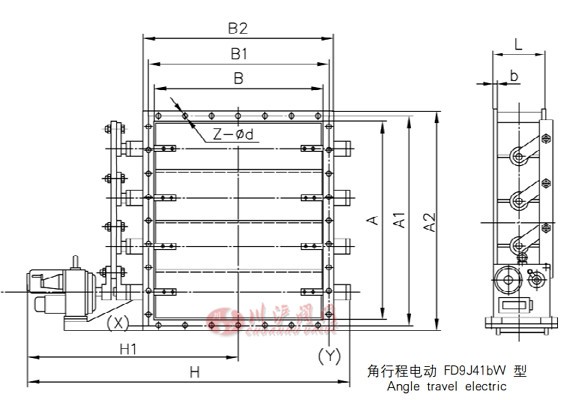 電動(dòng)矩形百葉閥結(jié)構(gòu)圖